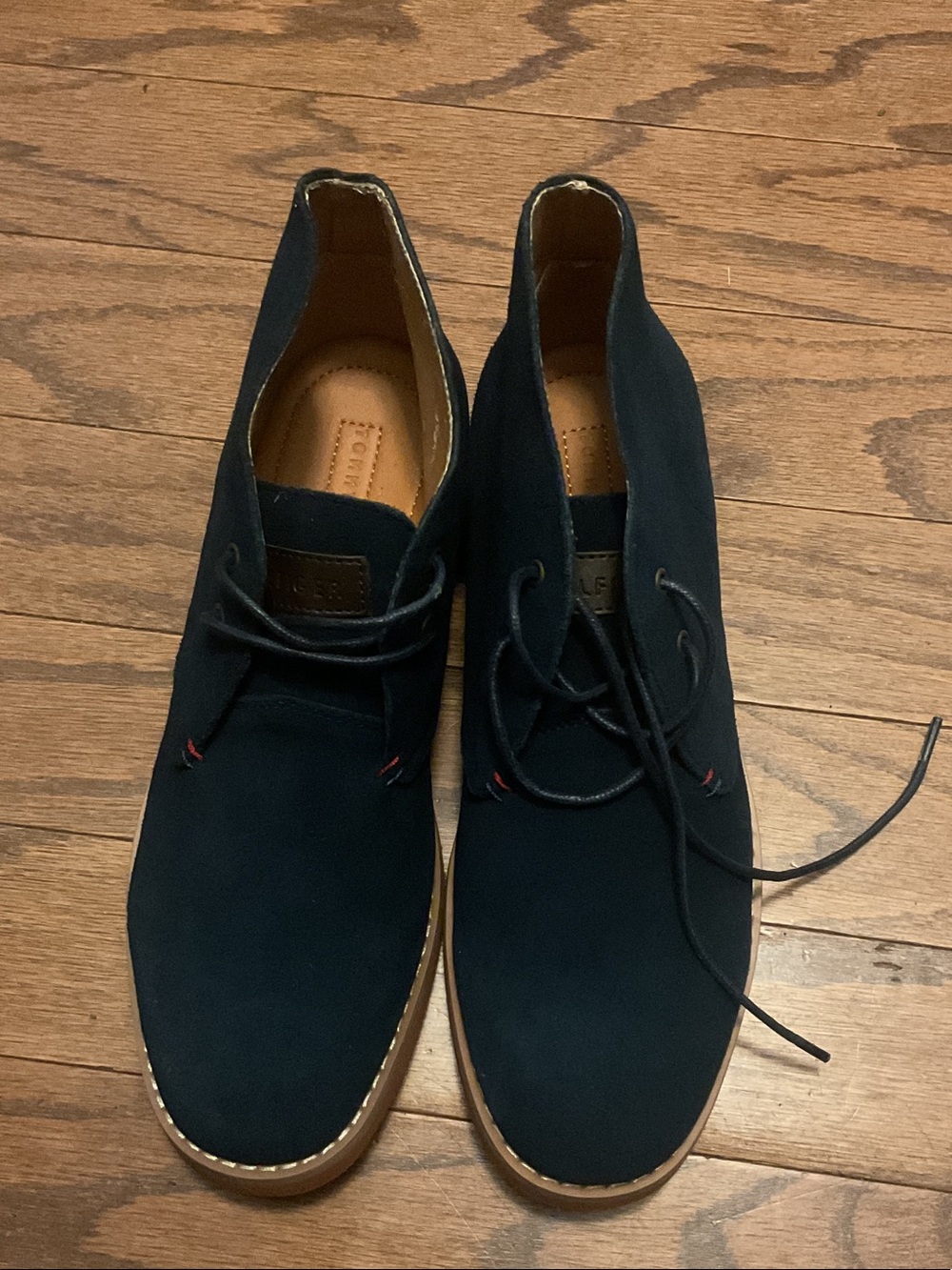 Tommy Hilfiger Navy Suede Chukka Boots with Tan Sole